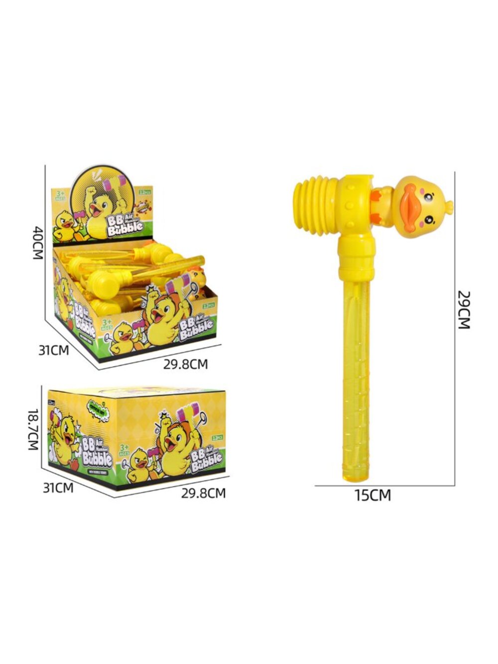 12-Pack Yellow Duck Air Hammer Bubble Wands Set | Outdoor Toys Box NIB